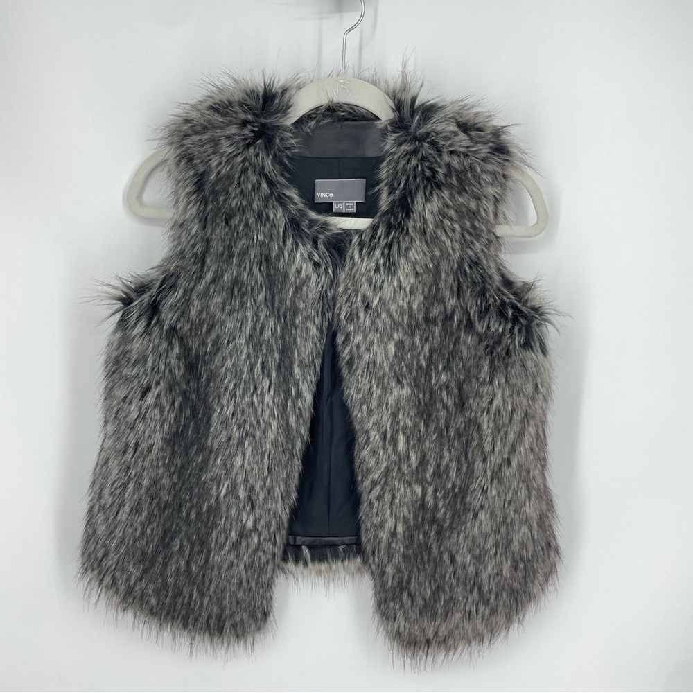 Vince faux fur vest jacket gray Sz S